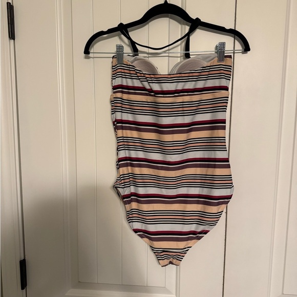 Jessica Simpson Maternity One Piece Swimsuit / Bathing Suit Striped Ruched Large - Picture 5 of 7